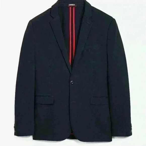 Express Performance Extra Slim Stretch+ Navy Blue Luxe Comfort Soft Suit Jacket - Picture 2 of 13